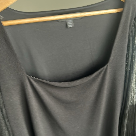 Ever New Curve Pleat Square-Neck Top Blouson Sleeves Black Size 16 - Picture 8 of 14